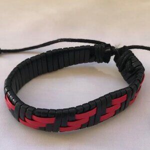 Sunset Rock n Roll Braided Leather Handmade Bracelet Adjustable Wristband